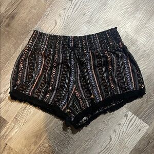 No Boundaries Black Patterned Women Shorts